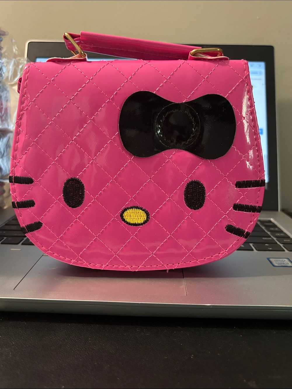 Hello Kitty Pink Quilted Crossbody Bag with Black Bow